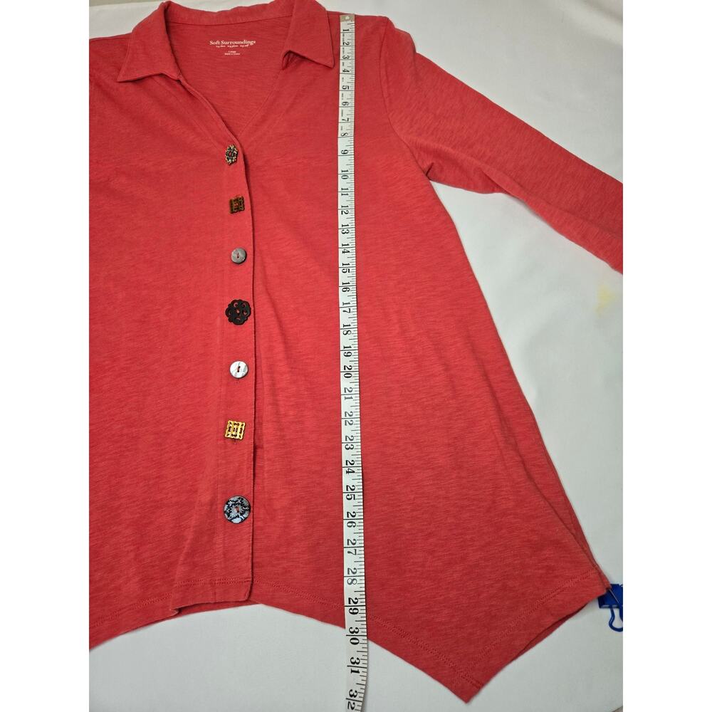 Soft Surroundings Danielle LG Terra Cotta Button Front Asymmetrical Cotton Tunic - Picture 12 of 13